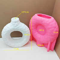 DM1358 Moule en silicone créatif pour vase rond, pot de fleurs nordique en forme de donut, pour la fabrication d'objets en béton, plâtre, ciment, résine et autres matériaux artistiques
