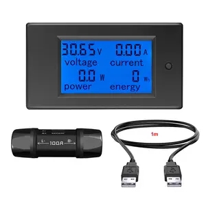 Voltmeter Panel Digital mobil, pengukur tegangan pemasangan Panel indikator tegangan 100A 1m USB 12V
