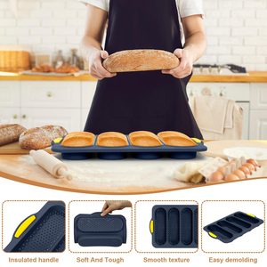 4-Slot Heat Resistant <b>Silicone</b> Loaf Pan Molds Toast & Cooking Baguette Pan <b>Baking</b> <b>Silicone</b> Mold Cake Tools - Product Image 3