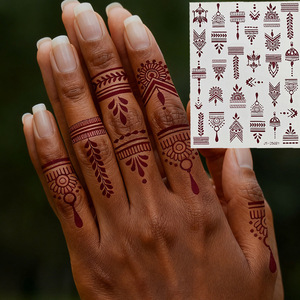 Autocollants de tatouage temporaire au henné, mini motifs floraux pour les mains, décoration artistique corporelle J1 25017 J1 25024 - Product Image 1