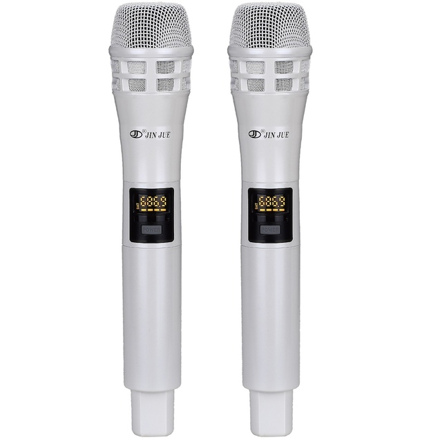 JIN JUE JU-827 Wireless Handheld Dynamic Microphone LCD Lights Noise Cancelling Lightweight Portable for Karaoke Conference Use