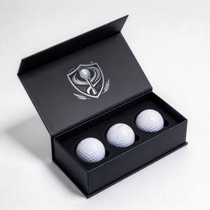 Caja de Regalo para Pelotas de Golf Personalizada, Cierre Magnético Rígido de Lujo, Papel Dorado, Fabricante de Pelotas de Golf Personalizadas, 3 Piezas - Product Image 4