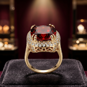 Red Zircon Center Stone <b>Ring</b> with White Zircon Accents Fashion Jewelry Wholesale Handmade Bulk product - Product Image 4