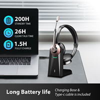 BT-786 V5.0 bureau sans fil casque bandeau conception stéréo USB Dongle Base de charge pour centre d'appels casques téléphoniques