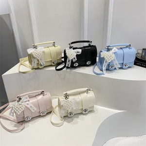 Cute Mini Bag Decorated with Pearl <strong>Bows</strong>, Girly Handbag and Shoulder Bag, Sweet and Compact square Hand Pouch - Product Image 5