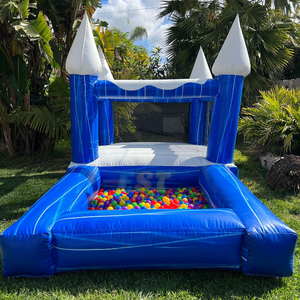 Castello Gonfiabile <span class=keywords><strong>Blu</strong></span> in PVC per Giardino con Piscina di Palline, Divertimento all'Aperto, Mini Gonfiabile per Feste di Bambini - Product Image 1