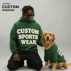 批发定制高品质 3D 打印纯棉超大号豪华狗狗连帽衫运动衫搭配男士连帽衫家庭套装 - Product Image 1