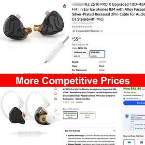 Auriculares intrauditivos híbridos KZ ZS10 <span class=keywords><strong>Pro</strong></span> X 4BA+1DD para gaming, audiófilos, músicos, DJ y escenario, con cable desmontable IEM - Product Image 2