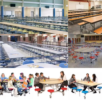 Tables à manger pliantes en acier inoxydable de forme ovale avec 12 chaises pour l'école et les restaurants mobiles