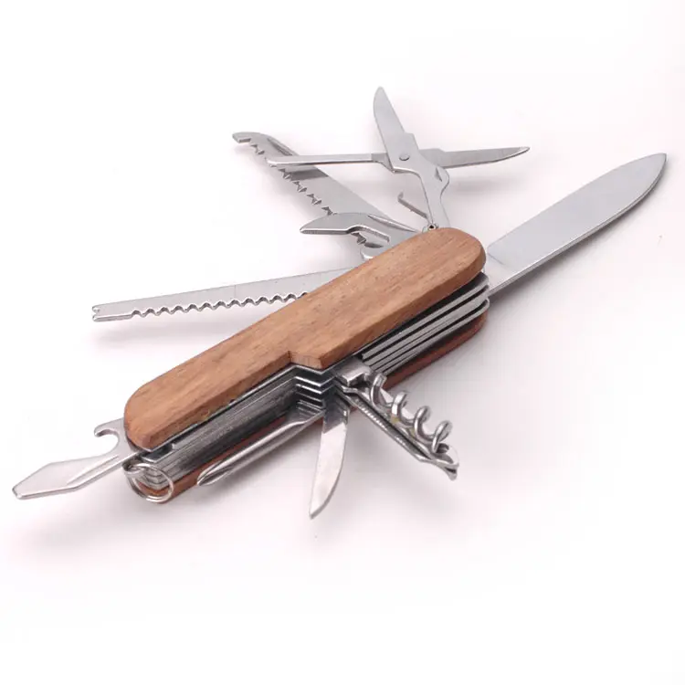 Outdoor Camping Holzgriff Edelstahl Survival Mehrzweck-Schweizer Messer Multifunktion ales Taschen klappmesser