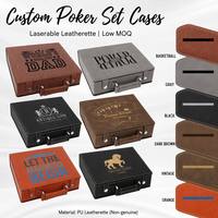 Boîte de jetons de poker en cuir gravés au laser, personnalisable OEM/ODM, en similicuir, pour 100 jetons vierges