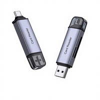 Lector de Tarjetas Multifunción Personalizado al por Mayor, Lector Externo de Alta Velocidad de Doble Ranura SD TF, Lectura Dual de 170 Mb/s para Teléfono, Laptop y PC