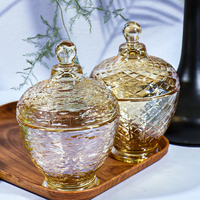 Pot de conservation en verre ambré vintage avec couvercle, sucrier moderne de luxe, pot à bonbons en verre personnalisé, récipient de stockage alimentaire pour la cuisine
