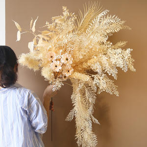 O-X476 Vente en gros de fleurs artificielles blanches de <span class=keywords><strong>champagne</strong></span>, arrangement de fleurs, haute simulation, décoration de mariage en plastique - Product Image 1