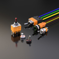 Interruptor de Palanca Metálico LANBOO LB16NZ2 de 16 mm y 15 A de Alta Corriente, 24 V, LED, 1NO1NC/2NO, Negro y Plateado, 2.ª/3.ª Posición, Interruptor Oscilante de 5 Pines