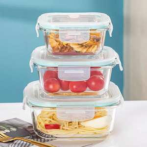 Juego <span class=keywords><strong>de</strong></span> 3 Recipientes Cuadrados para Almuerzo <span class=keywords><strong>de</strong></span> Vidrio Borosilicato Resistente al Calor, 320 ml, 500 ml, 800 ml, Recipiente Bento <span class=keywords><strong>Pyrex</strong></span> Hermético con Tapa con Cierre - Product Image 6