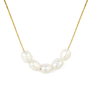 สร้อยคอไข่มุกน้ำจืดธรรมชาติสแตนเลสเกรด AA ดีไซน์เรขาคณิต สำหรับใส่ทุกวัน เครื่องประดับโซ่คล้องคอ - Product Image 5