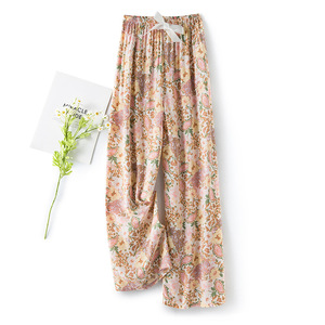 <span class=keywords><strong>Pantaloni</strong></span> <span class=keywords><strong>larghi</strong></span> estivi alla moda da <span class=keywords><strong>donna</strong></span> <span class=keywords><strong>pantaloni</strong></span> <span class=keywords><strong>larghi</strong></span> a vita elastica <span class=keywords><strong>pantaloni</strong></span> pigiami Casual da casa con stampa floreale - Product Image 4