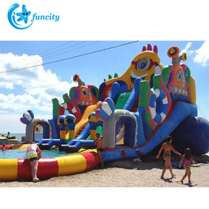 Tobogán acuático inflable para adultos, divertido parque acuático al aire libre con piscina grande - Product Image 4