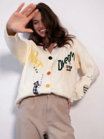 Pull Femme à Logo Personnalisé, Chandail Tricoté à Patch Brodé, Manches Longues Hiver, Gilet Tricot avec Poches pour Femme