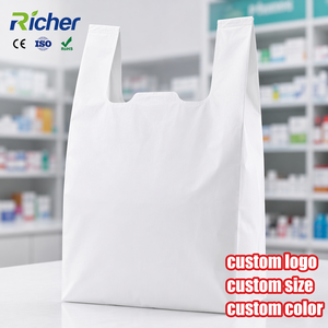 <b>Compostable</b> PLA PBAT T-Shirt <b>Bags</b> Eco Vest Handle Sustainable Shopping Bulk Container Supply Green Retail Chain - Product Image 1