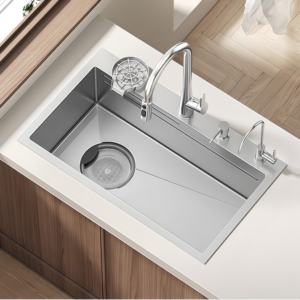 Kitchen Large Single Bowl Stainless Steel <b>Side</b> Drain Multifunctional Vegetable Washing Basin Left Drain - Product Image 1