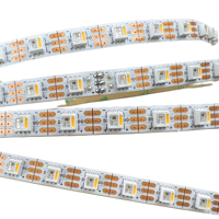 Bande LED adressable Mini-RGBW SK6812 ; 96 LED/m ; PCB de 6 mm de large ; LED SMD RGBW 3535, DC5V non étanche, PCB blanc