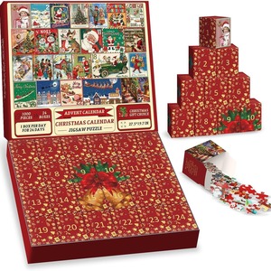 Calendario de Adviento de Navidad con Rompecabezas de 1000 Piezas, 24 Cajas, Cuenta Regresiva Diaria, Regalo Ideal - Product Image 1
