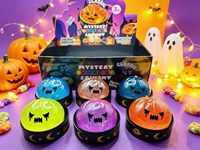 Jouet sensoriel anti-stress en stock, boules moelleuses scintillantes en forme de boulettes de Halloween, jouet anti-stress en forme de pain vapeur avec visage souriant et cuiseur vapeur
