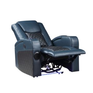 Sillón Reclinable de Ocio OEHOME en Cuero Sintético Azul y Negro con Bluetooth, Carga Inalámbrica y Portavasos - Silla Moderna y Duradera para Sala de Estar - Product Image 1