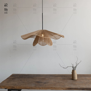 Lámpara colgante de ratán estilo Wabi Sabi, forma ovalada, bombilla Led E27 para sala de estar, dormitorio, sala de té, diseño Zen japonés - Product Image 3