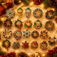 Lot de broches émaillées personnalisées sur le thème de Noël, avec strass, pour décoration de fête de Noël, cadeau, en stock
