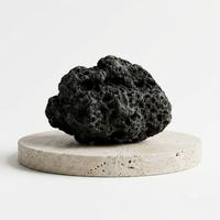 Diffuseur d'huiles essentielles en pierre volcanique naturelle avec base ronde en travertin, aromathérapie, pierre de lave, purificateur d'air