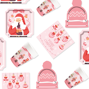 DAMAI - Nuevos Artículos para Fiestas de Navidad, Molde para Sombrero de Papá Noel, Platos de Papel para Postres, Vasos y Servilletas para Fiestas de Navidad - Product Image 3