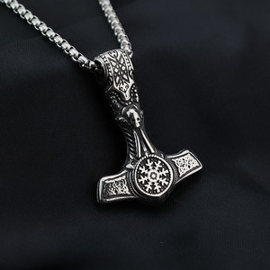 Viking Symbol Stainless Steel Men's Pendant Necklace <b>Cross</b> Shape Gift Jewelry - Product Image 4