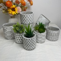 Vase de table cylindrique en béton noir et blanc, style industriel simple nordique, durable, pour plantes succulentes et cactus, pot de fleurs de bureau en ciment