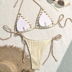 Ensemble bikini croisé à lacets pour femmes, vêtements de plage extensibles pour les vacances d'été - Product Image 2