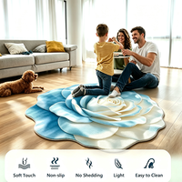 Tapis de salon moderne en forme de rose 3D, fabriqué à la machine, antidérapant, doux, lavable, écologique, décoration intérieure