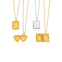 Collier pendentif boîte photo discrète vierge, gravure laser personnalisée, or PVD 18K, acier inoxydable miroir étanche, en stock