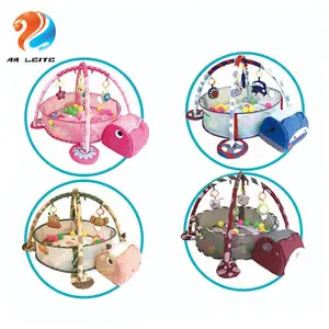Desain Baru Baby Activity Gym Mat Katun Kura-kura Lucu dan Laut Teman-teman dengan Menggantung Mainan
