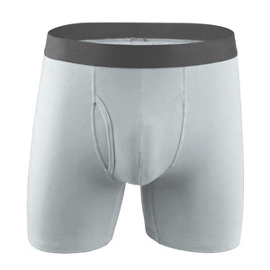 Calzoncillos largos de talla grande para hombre al por mayor, con abertura frontal, transpirables, que absorben la humedad, tipo bóxer deportivo. - Product Image 4