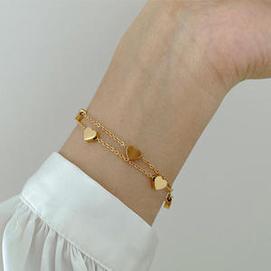 Pulsera de Doble Capa con Corazón para Mujer 2026, Resistente al Agua, Chapada en Oro de 18K, de Acero Inoxidable, para Aniversario o Fiesta - Product Image 5