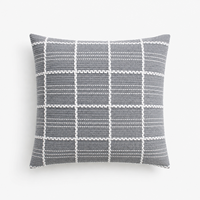 Housse de coussin décorative pour la maison, motif géométrique gris et blanc, coussin texturé pour canapé