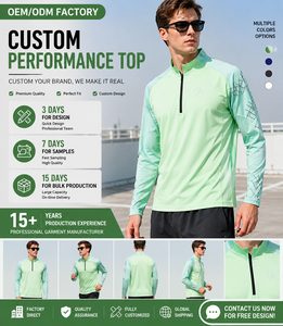 Chemise de sport à manches longues pour homme, séchage rapide, respirante, avec fermeture éclair 1/4, protection UPF 50+, idéale pour le golf et la course à pied - Product Image 1