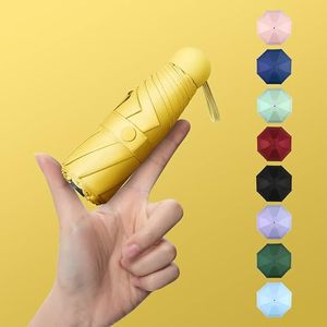 Parapluie pliant 5 sections personnalisé avec logo, protection UV, cadeau d'affaires, mini compact, portable 6K, étui en EVA, poignée en plastique, revêtement noir, idéal comme cadeau - Product Image 1