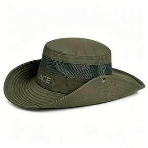 Chapeau de safari Boonie d'été de haute qualité à séchage rapide, à large bord, avec fermeture latérale à pression, bande en maille ventilée, logo brodé personnalisé, léger et anti-UV - Product Image 6