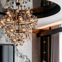 Lustre moderne de luxe en verre, suspension à bulles, en acier inoxydable noir, LED, garantie 3 ans, pour salon et salle à manger