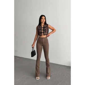 กางเกงยีนส์สเปนทรงเข้ารูปเอวสูง สีขาว สไตล์ผู้หญิง - Product Image 5