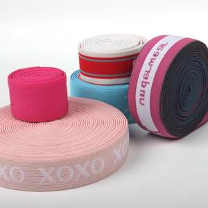 Nylon Polyester Latex Yarn Material Elastic Webbing Belt Jacquard LOGO Elastic Waistband for Bags Garment Waistband - Product Image 4