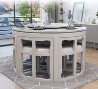 Ensemble de table à manger en marbre, table ronde multifonctionnelle en bois massif pour maison de petite taille